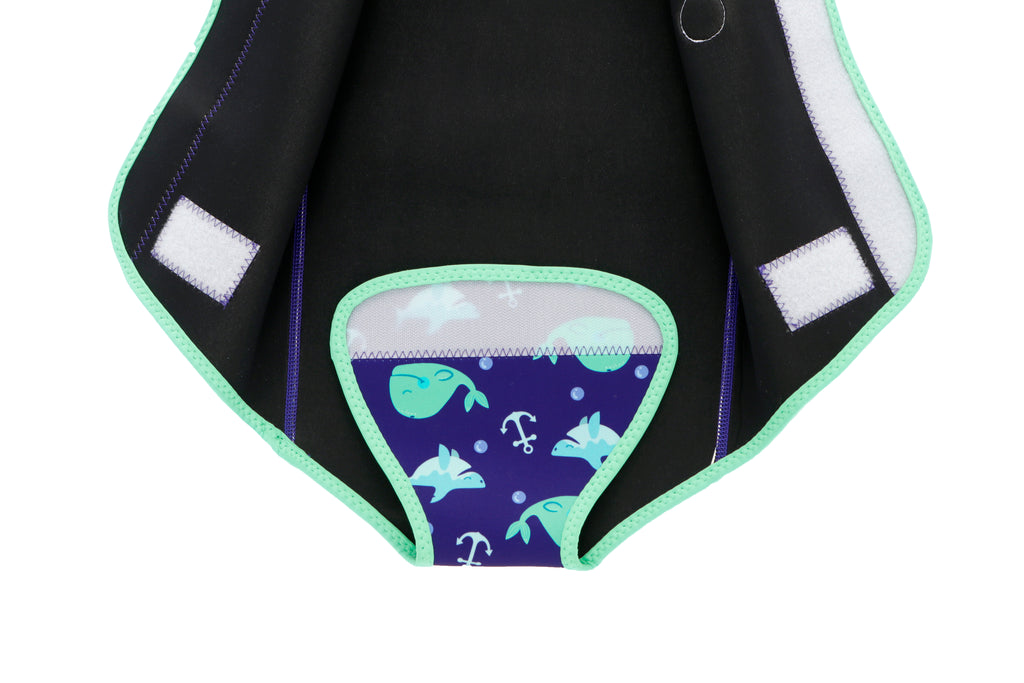 Baby Wrap Wetsuit With Nappy In Blue Whale Print